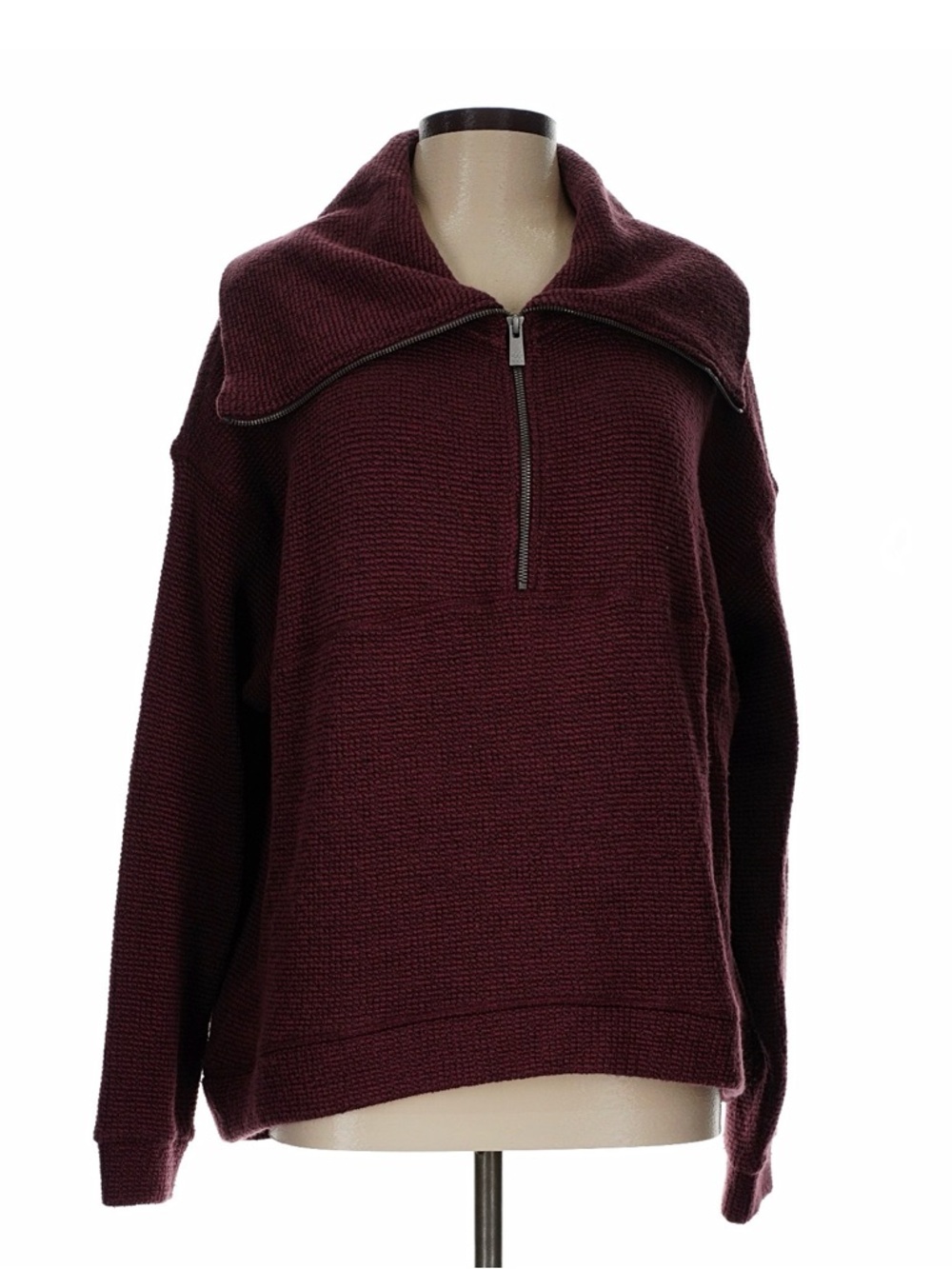 Sweaty Betty Burgundy Half-Zip Cowl Sweater